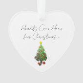 Harten komen thuis voor kerstboom achternaam ornament (voorkant)
