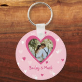 Harten Koppel Aangepaste Foto Valentijn Bruiloft Sleutelhanger (Voorkant)