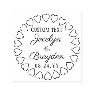 Harten Krans Bruiloft Dank Je Wel of Save the Date Zelfinktende Stempel