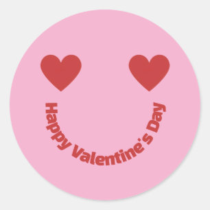 Harten Lachen Gelukkig Valentijnsdag Bericht Ronde Sticker