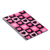 Harten licht roze heet roze donker bordeaux Geruit Notitieboek (Rechterzijde)