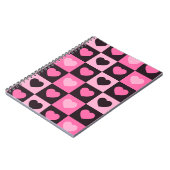 Harten licht roze heet roze donker bordeaux Geruit Notitieboek (Linkerzijde)