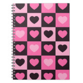 Harten licht roze heet roze donker bordeaux Geruit Notitieboek (Voorkant)
