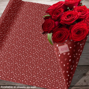 Harten - Lichtroze op Rode Ombre Cadeaupapier