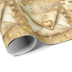 Harten Liefde thema Gouden Harten achtergrond Cadeaupapier