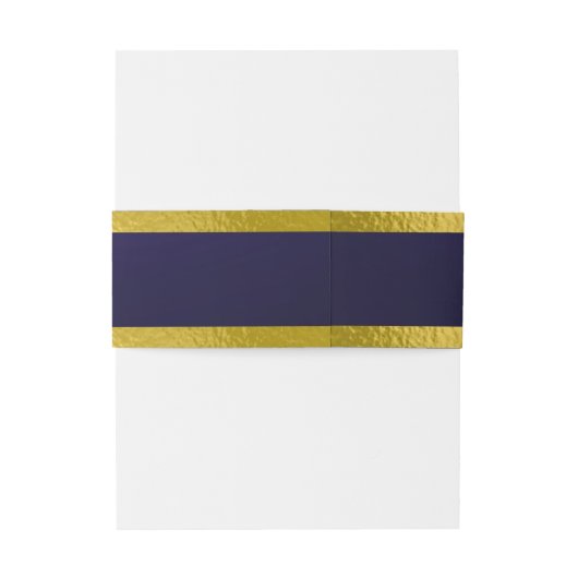 Harten & lint - Navy blauw/goud Uitnodigingen Wikkel (Achterkant Voorbeeld)