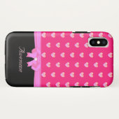 Harten, lint op roze en kalligrafie op zwart Case-Mate iPhone case (Achterkant (horizontaal))