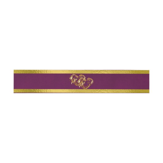 Harten & lint - Paarse/gouden Uitnodigingen Wikkel (Vlak)