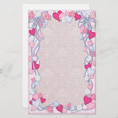 Harten & lint Romance Briefpapier (Voorkant / Achterkant)