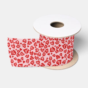 Harten Luipaard Patroon in Rood op Blush Lint