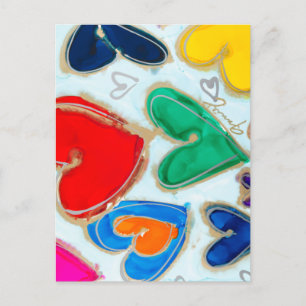 Harten met een laag gewicht in blauw Briefkaart