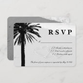 Harten met zandstralen RSVP-trouwkaarten | Beach-t RSVP Kaartje (Voorkant / Achterkant)
