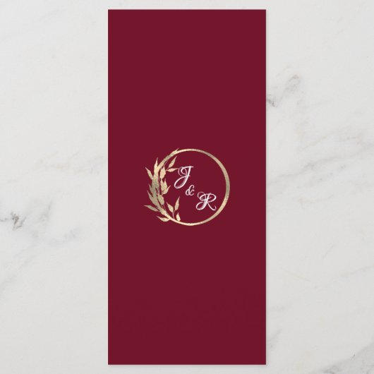 Harten, Monogram & Glitter - Bourgondische bruilof Menu (Achterkant)