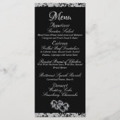Harten, Monogram & Glitter - Zwarte bruiloft Menu (Voorkant)