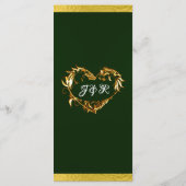 Harten & Monogram - Smaragden/Gouden Huwelijk Menu (Achterkant)