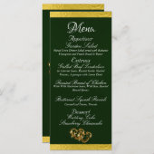 Harten & Monogram - Smaragden/Gouden Huwelijk Menu (Voorkant / Achterkant)