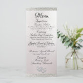 Harten & Monogram - Witte/Zilveren Bruiloft Menu (Staand voorkant)