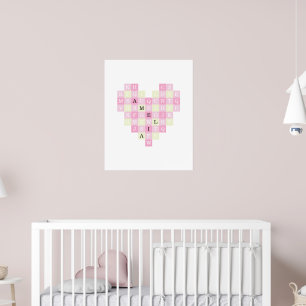 Harten Mozaïek Letter Puzzel met Aangepaste Naam Poster