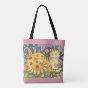 Harten n' Stripes Tabby Folk Art CAT CANVAS TAS