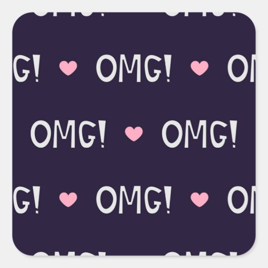 Harten, OMG-tekst, schattig patroon Vierkante Sticker (Voorkant)