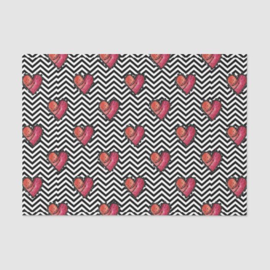 Harten (ontwerp 38 rode serie) tissuepapier (Voorkant)