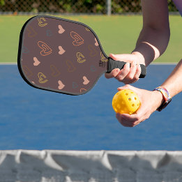 Harten Ontwerp Bruine Achtergrond Pickleball Paddl Paddle