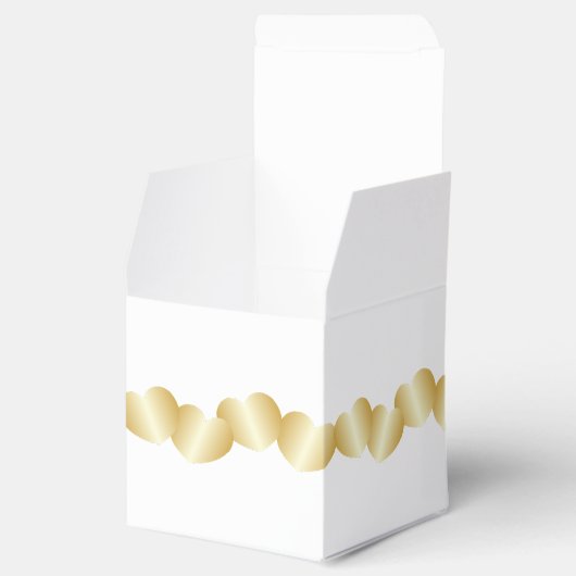 Harten Ontwerp Goudkleurige Bruiloft Bedankdoosjes (Geopend)