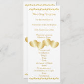 Harten Ontwerp Goudkleurige Bruiloft Programma (Voorkant / Achterkant)