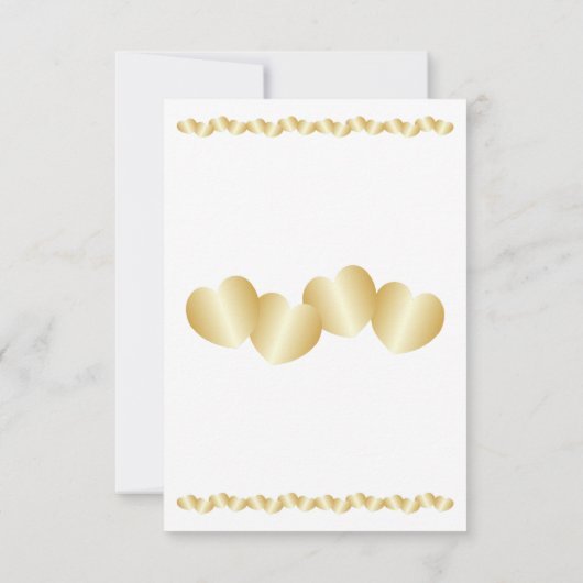 Harten Ontwerp Goudkleurige Bruiloft RSVP Kaartje (Achterkant)