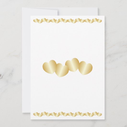 Harten Ontwerp Goudkleurige Bruiloft Uitnodiging (Achterkant)