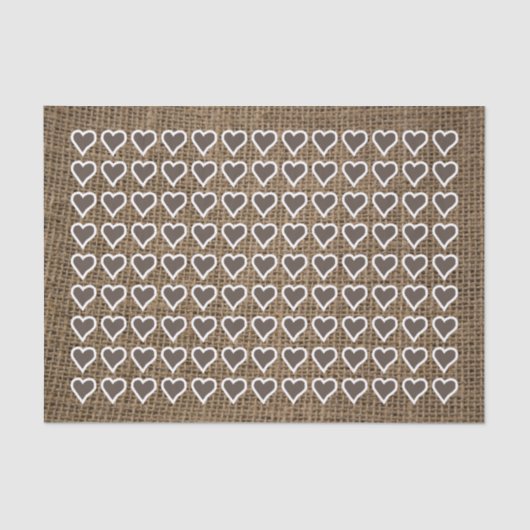 Harten op Dark Burlap Tissuepapier (Voorkant)