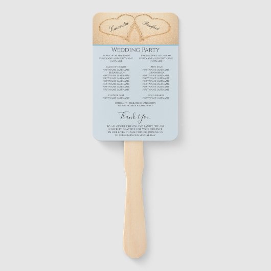 Harten op de beach Wedding ceremonie programma Han Handwaaier (Achterkant)