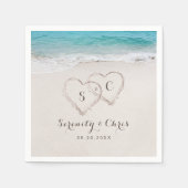 Harten op de zandstrandbruiloft servet (Voorkant)