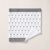 Harten op de zilvergrijze en witte doekset bad handdoek (Wasdoekje)