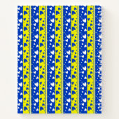 Harten op een blauwe en gele achtergrond notitieboek (Achterkant)