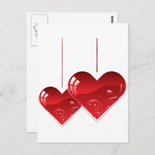 Harten op een Koord Briefkaart (Voorkant / Achterkant)