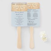 Harten op het strand Bruiloftsprogramma Hand  Handwaaier (Voorkant en achterkant)