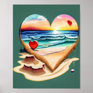 Harten op het strand poster