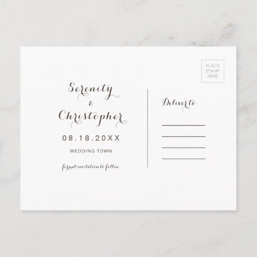 Harten op het zandstrand redden de datum aankondigingskaart (Achterkant)