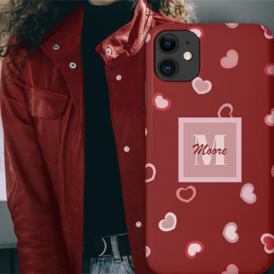 Harten op Maroon Rood in Roze tot Rood Ombre iPhone 11 Hoesje