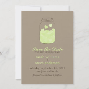 Harten op Mason Jar Wedding Save the Date