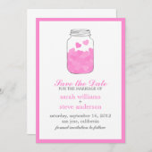 Harten op  Mason Jar Wedding Save the Date (Voorkant / Achterkant)