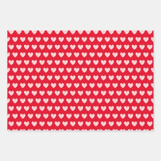 Harten op rood en wit inpakpapier vel (Voorkant 3)