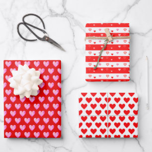 Harten op Rood & Wit Inpakpapier Vel