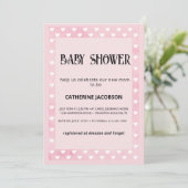 Harten op roze Baby shower Kaart (Staand voorkant)