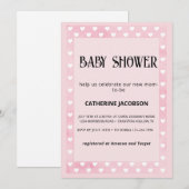Harten op roze Baby shower Kaart (Voorkant / Achterkant)