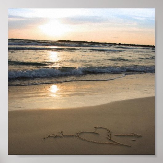 Harten op zand poster (Voorkant)