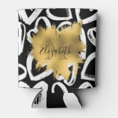 Harten Pattern en Golden Folie Blikjeskoeler (Voorkant)