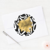 Harten Pattern en Golden Folie Ronde Sticker (Envelop)
