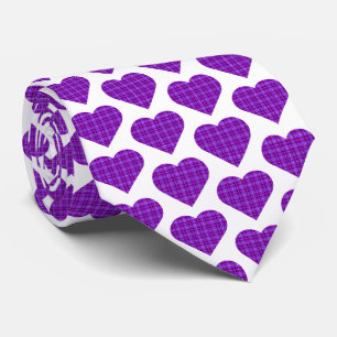 Harten Plaid Paars Roze Zwart Halsdoek Stropdas
